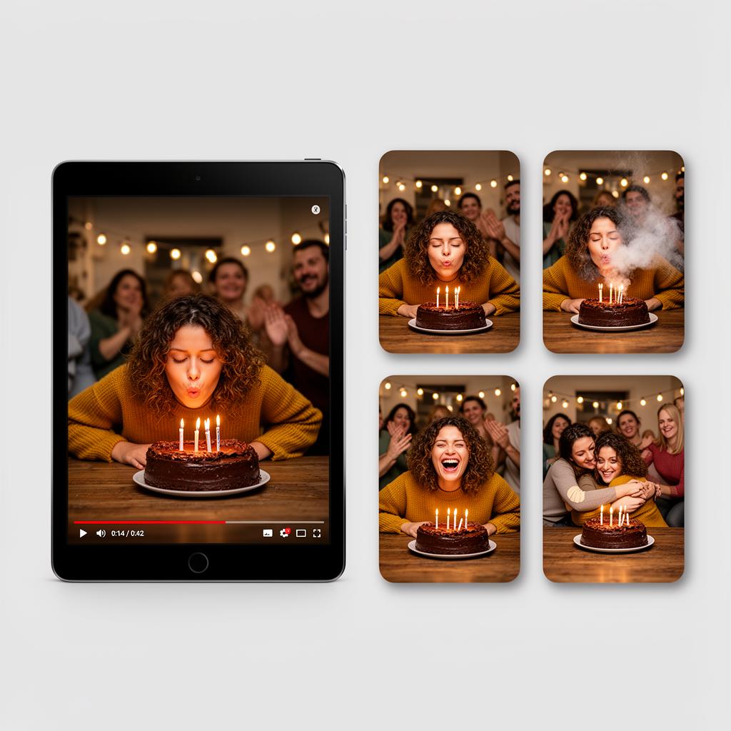 Example showing a video transformed into a gallery of extracted photos